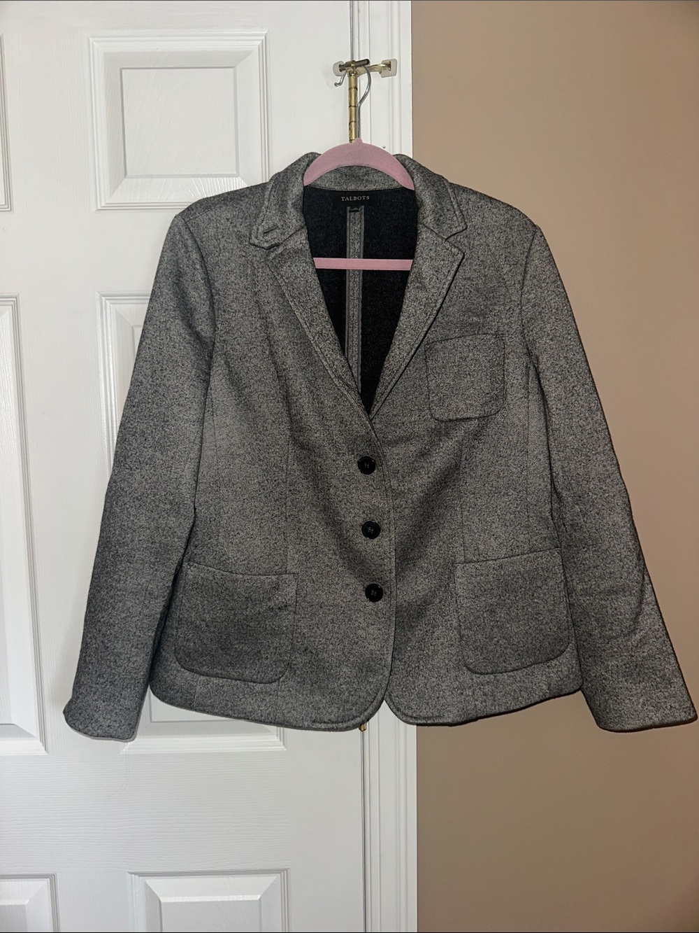 Talbots Gray Tweed Three-Button Blazer